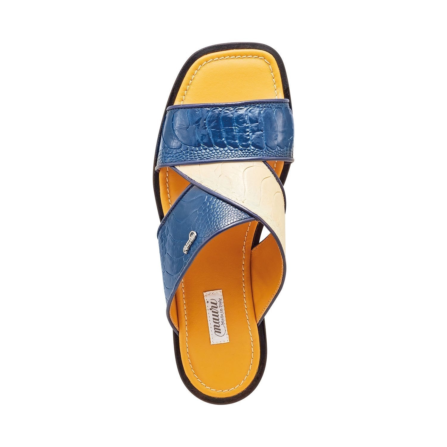 Mauri 5093 Traveler Men's Shoes Cream & Wonder Blue Ostrich Leg Sandals (MA5313)