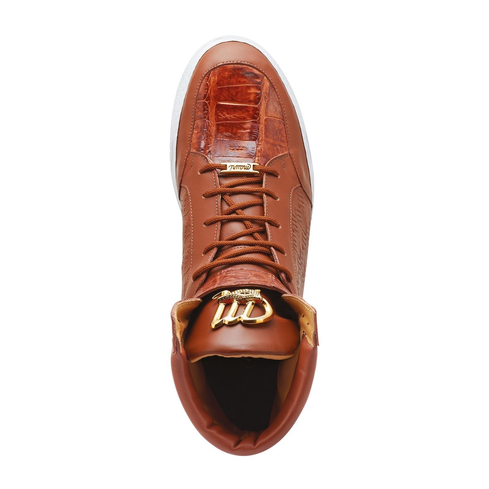 Mauri Hitman 8500 Men's Shoes Cognac Exotic Crocodile / Nappa Leather High-Top Sneakers (MA5277)