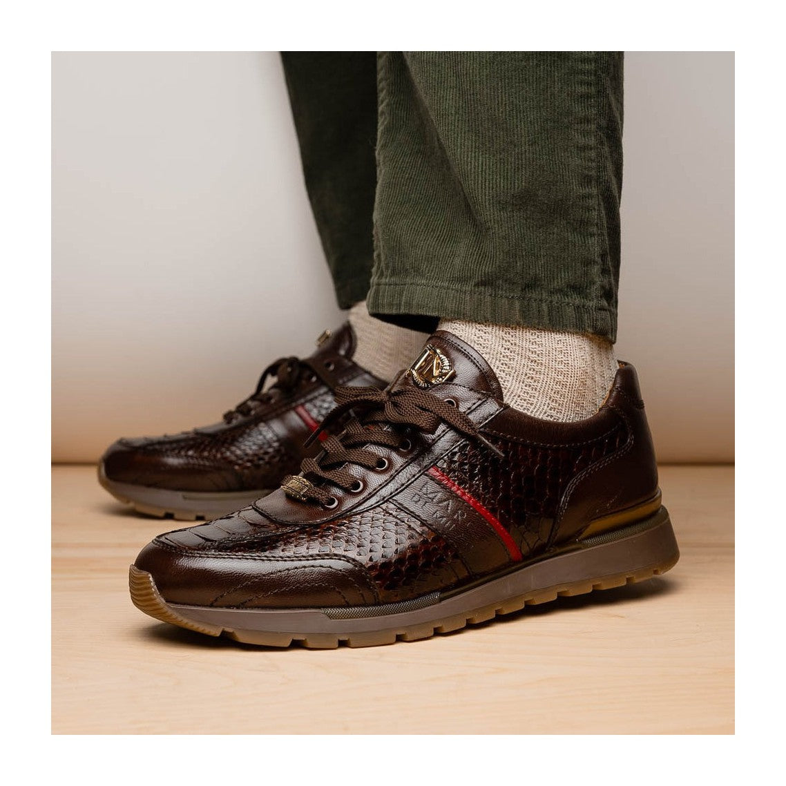 Marco Di Milano Brescia Men's Shoes Genuine Snake Skin / Calf-Skin Leather Sneakers (MDM1124)