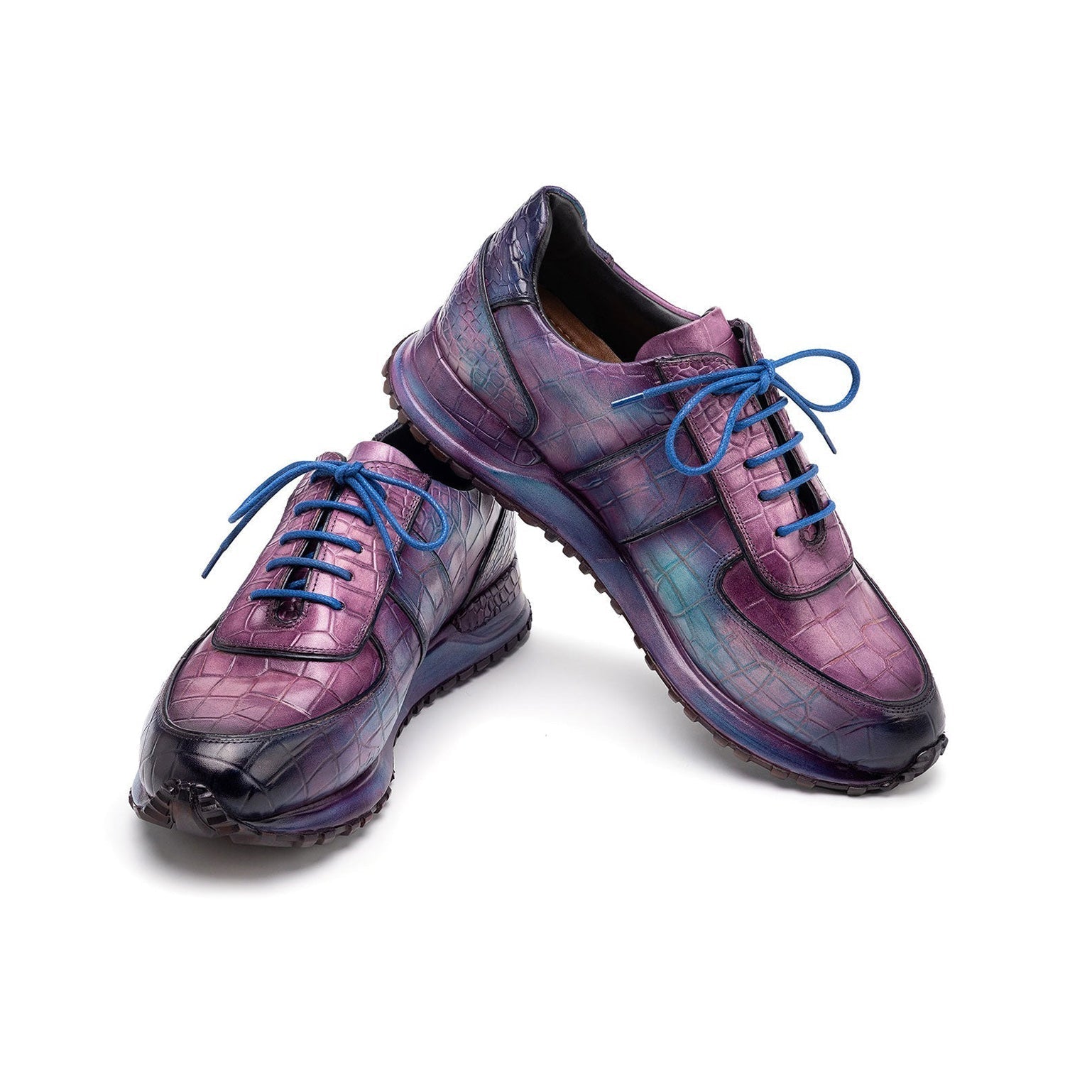 Paul Parkman Men's Shoes Textured Leather Print Sneakers (PM6454)