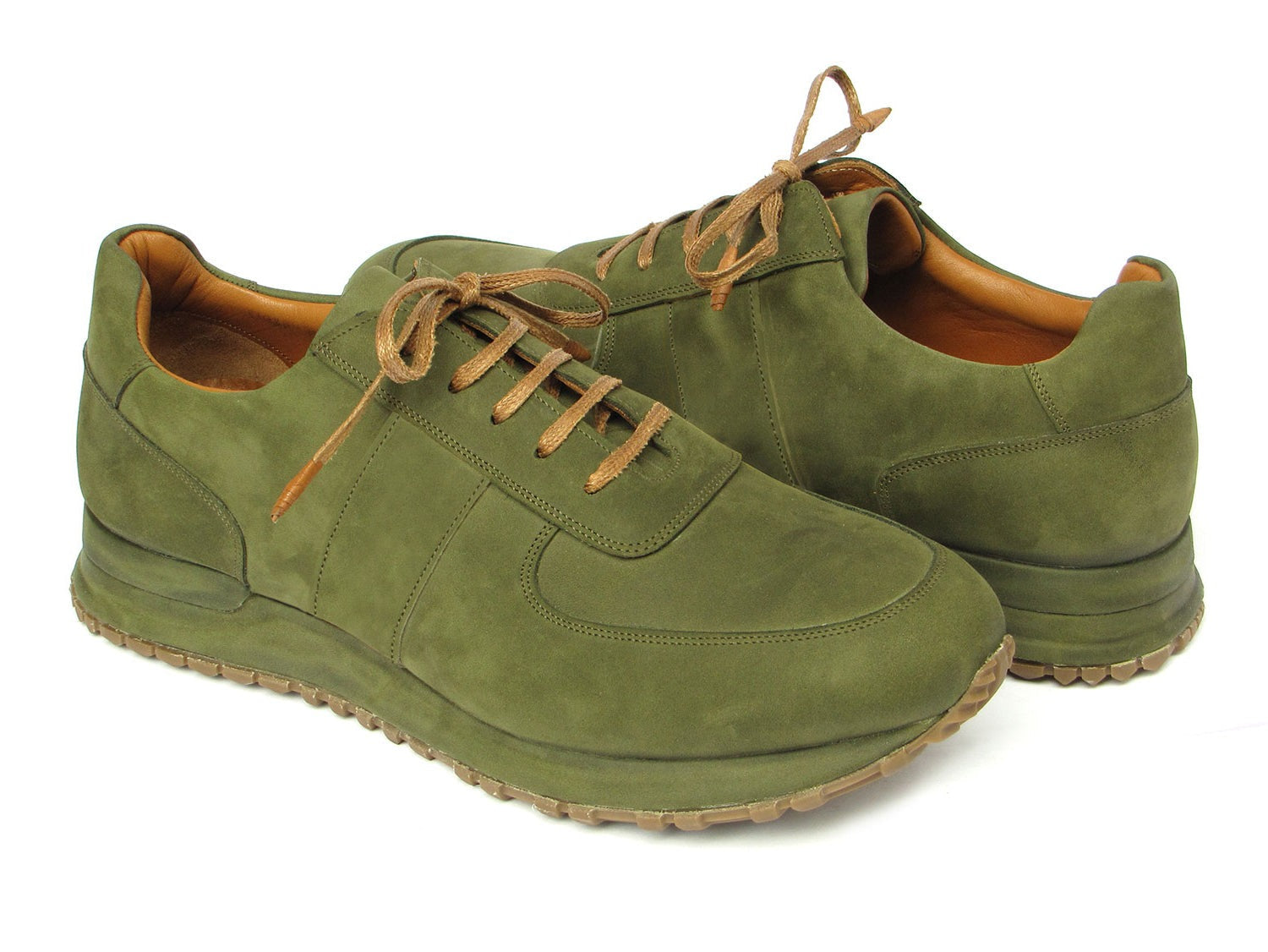 Paul Parkman LP207GRB Men's Shoes Green Nubuck Leather Sneakers (PM6430)