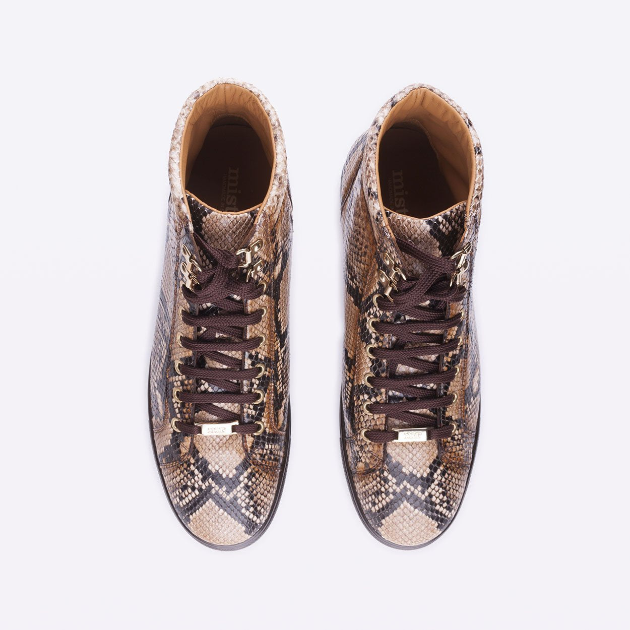 Mister 39598 Nabaz Men's Shoes Brown Python Print / Calf-Skin Leather High-Top Sneakers (MIS1030)