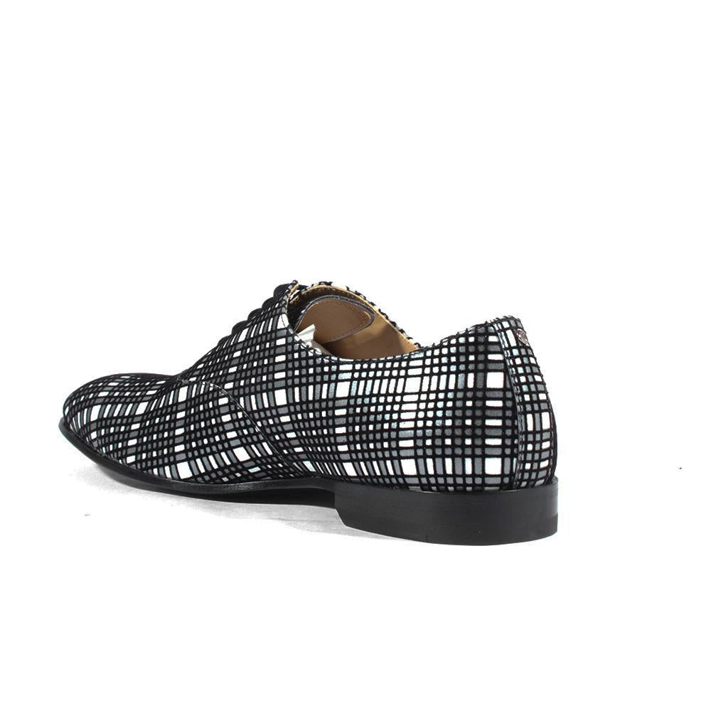 Cesare Paciotti Luxury Italian Italian Men's Designer Shoes Panello Flok Bian / Nero Leather Oxfords (CPM2651)