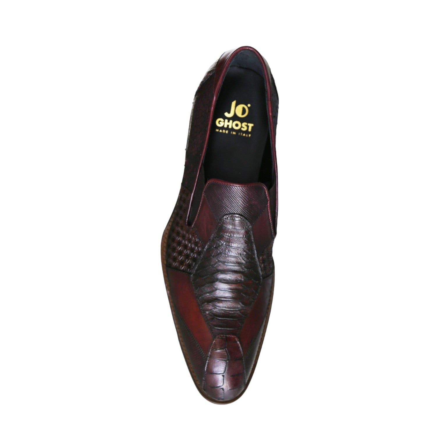 Jo Ghost 4992 Men's Shoes Burgundy Multi Texture Print Leather Loafers (JG5366)