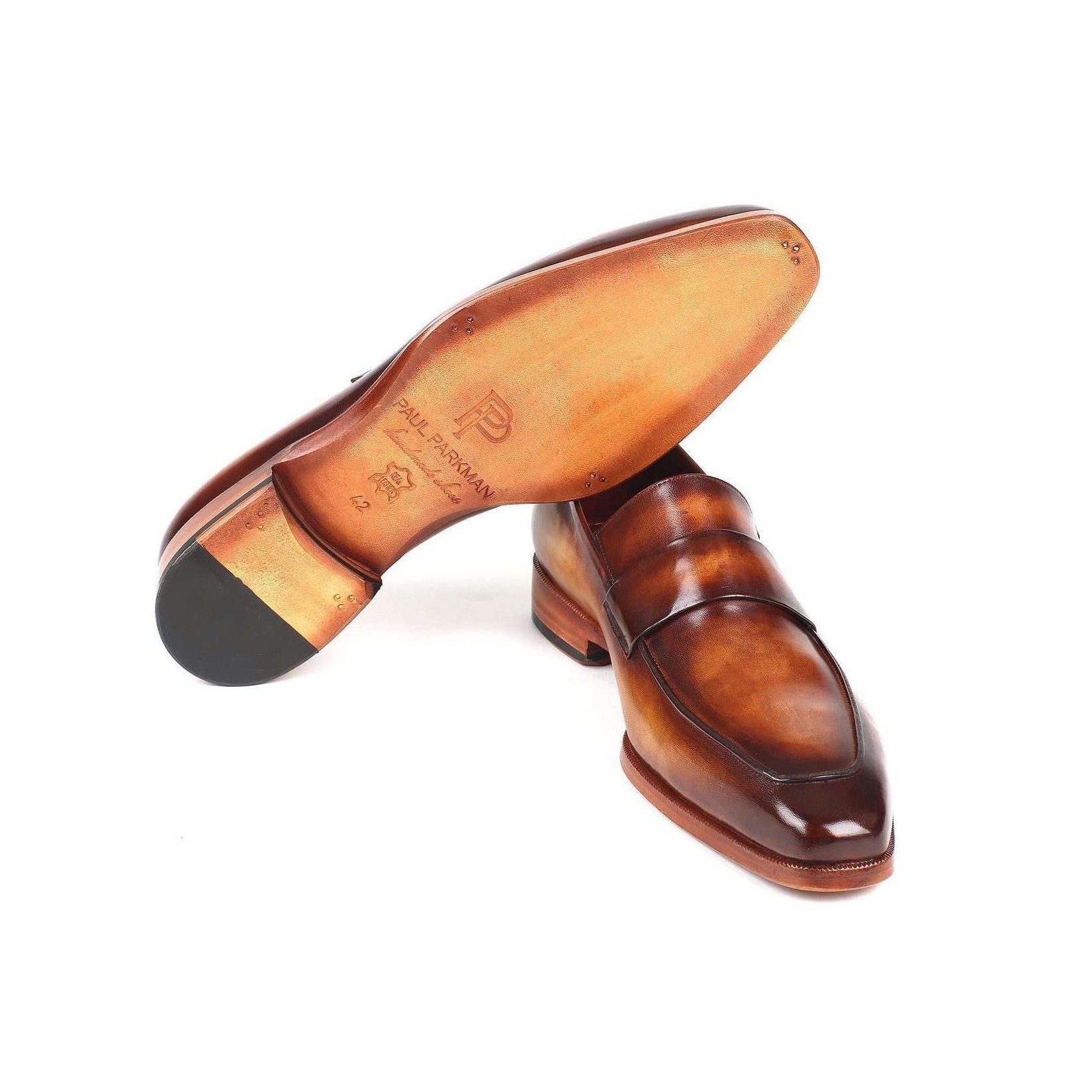 Paul Parkman Handmade Designer Shoes Men's Brown Calf-skin Leather Loafers 093-BRW (PM5904)