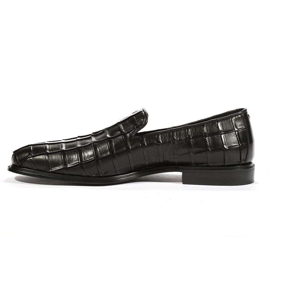 Cesare Paciotti Luxury Italian Men's Loafers Nappa Plisse Black Designer Shoes (CPM5446)