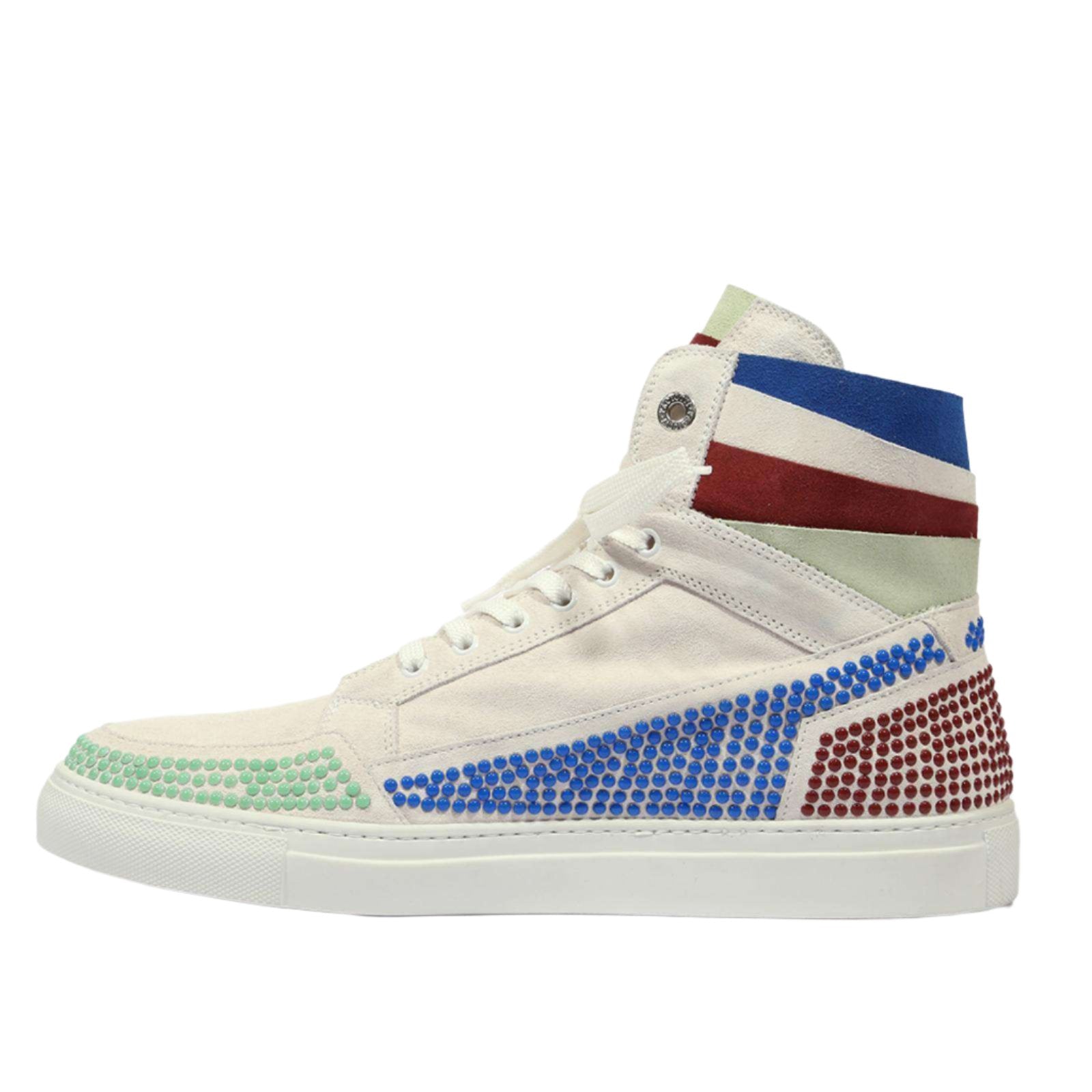 Cesare Paciotti Luxury Italian Men's Vit Camoscio Teal Maroon Blue Sneakers (CPM5130)