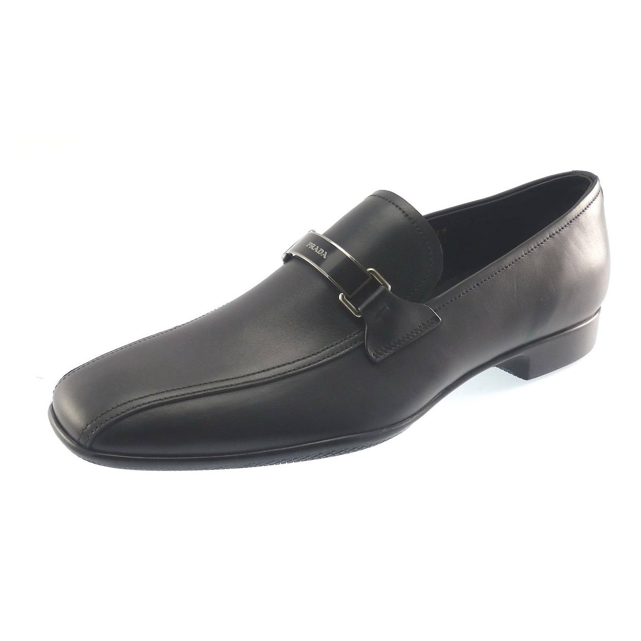 Prada 4D2823-ASK Men's Shoes Black Calf-Skin Leather Slip-On Loafers (PRM1019)
