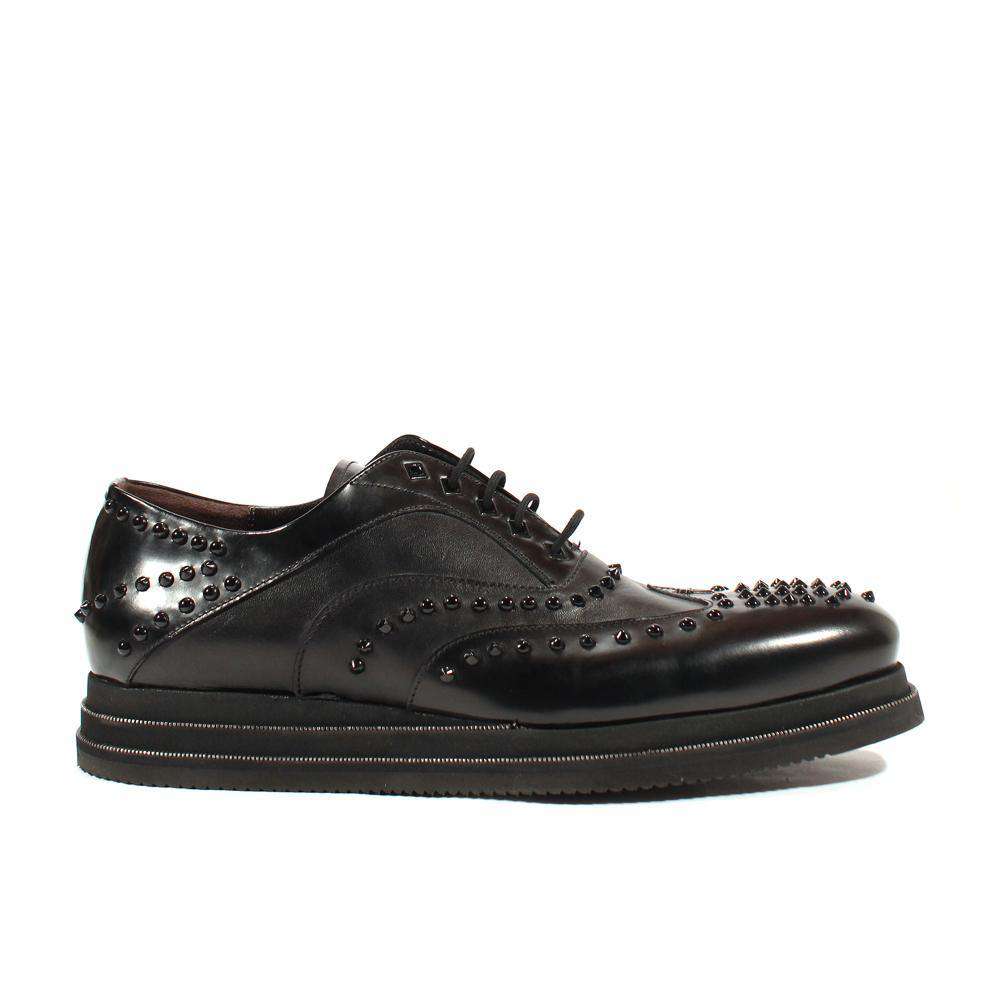 Cesare Paciotti Luxury Italian Men's Designer Shoes Magic Old Black Nappa Leather Oxfords (CPM2549)