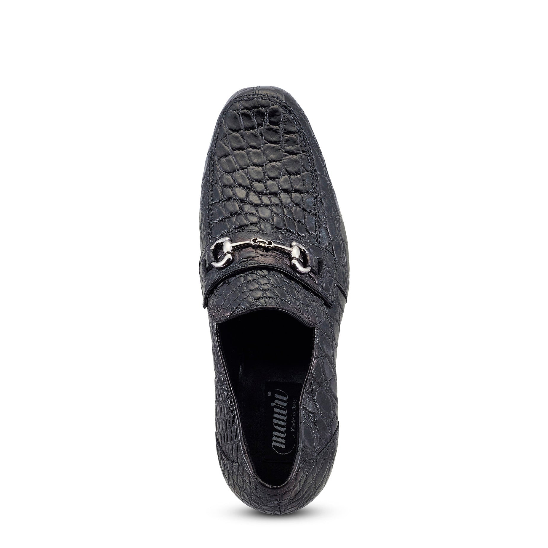 Mauri Executive 4885/2 Men's Shoes Black Alligator Split-Toe Horsebit Loafers (MA5478)