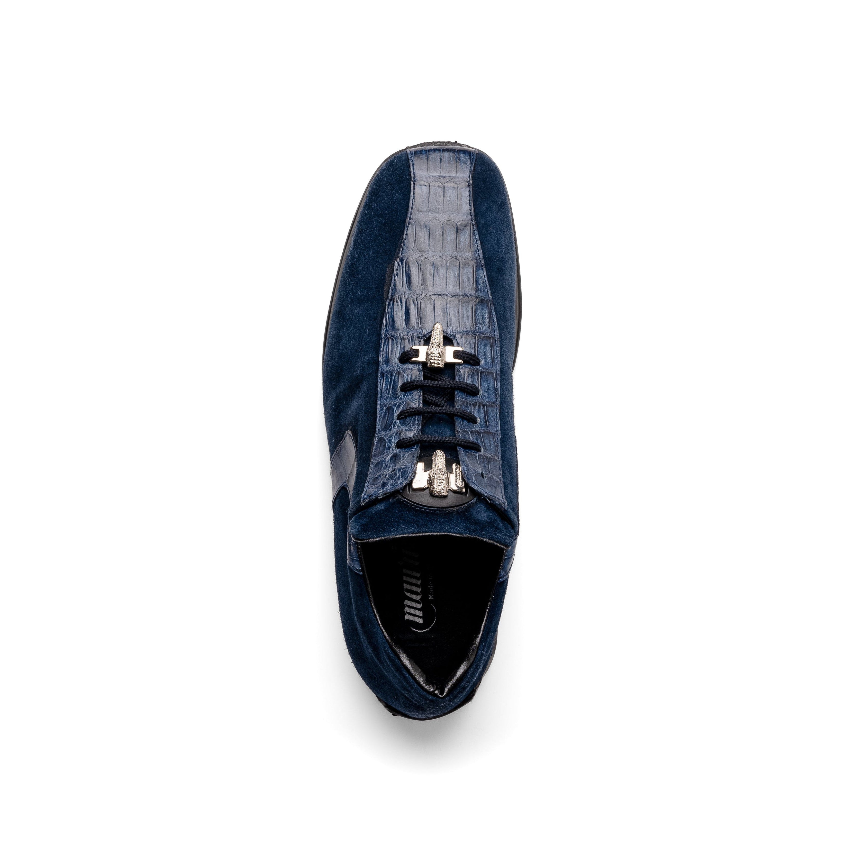 Mauri Wisdom 9145-1 Men's Shoes Wonder Blue Exotic Crocodile / Suede Leather Casual Sneakers (MA5551)