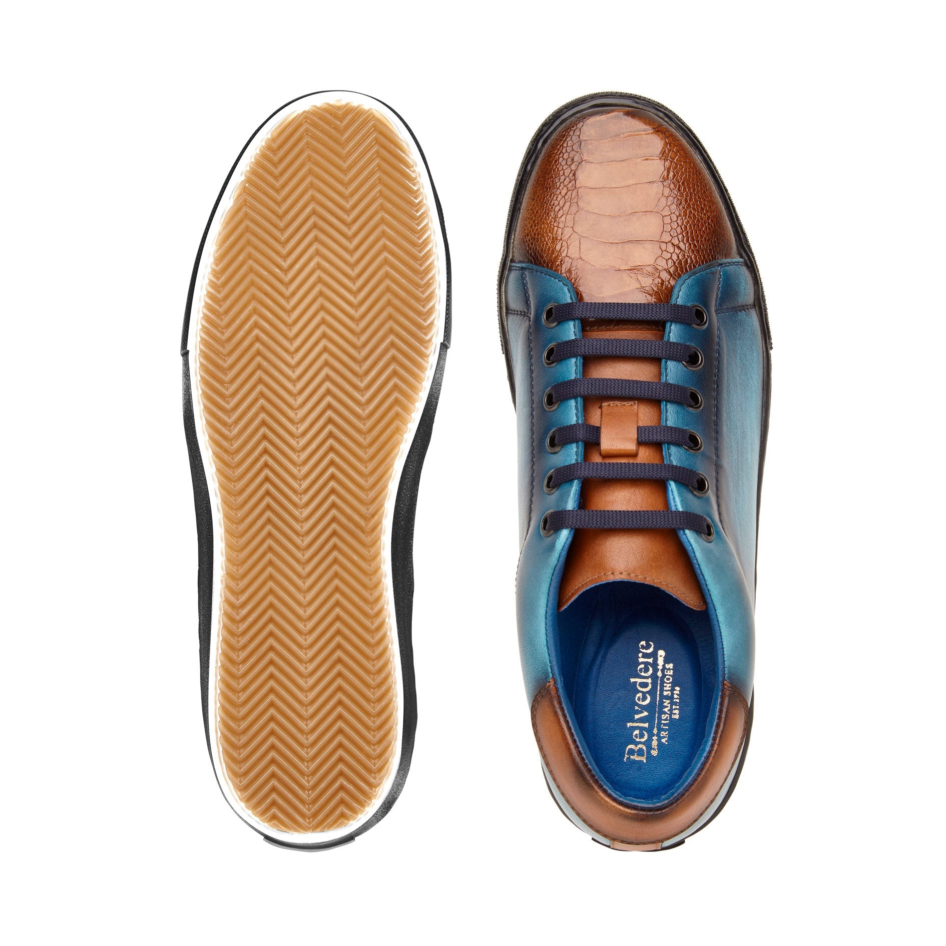 Belvedere Stone Y31 Men's Shoes Ostrich / Calf-Skin Leather Sneakers (BV3171)