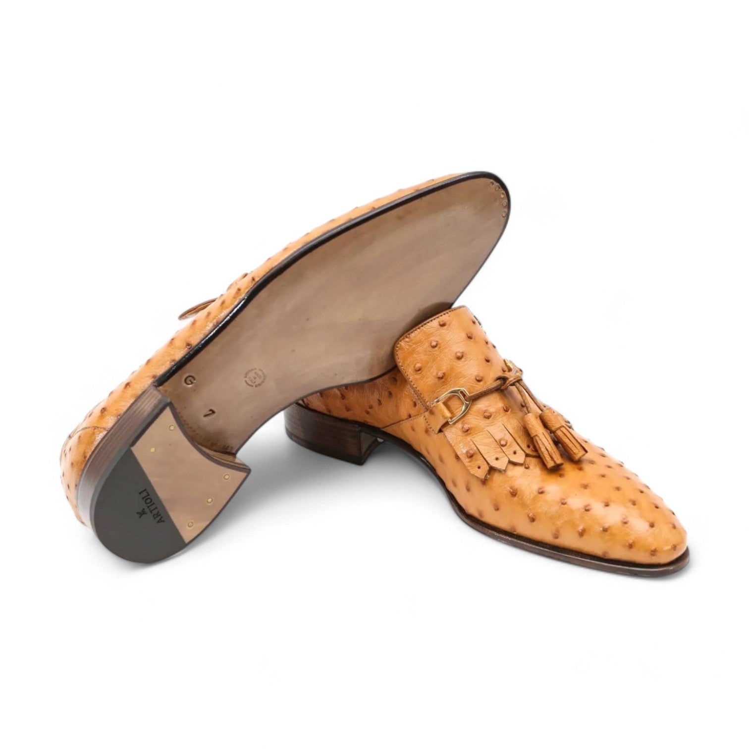 Artioli Enzo Men's Shoes Exotic Ostrich Tassels Loafers (ART1042)