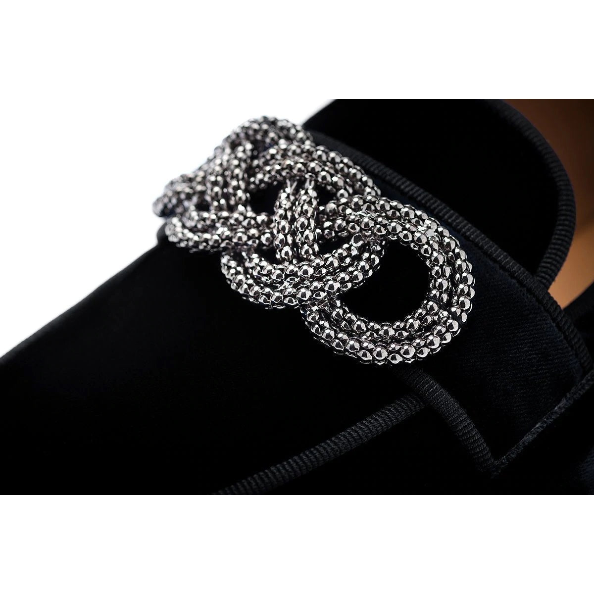 SUPERGLAMOUROUS Morosino Men's Shoes Black Velour Velvet Slipper Loafers (SPGM1033)