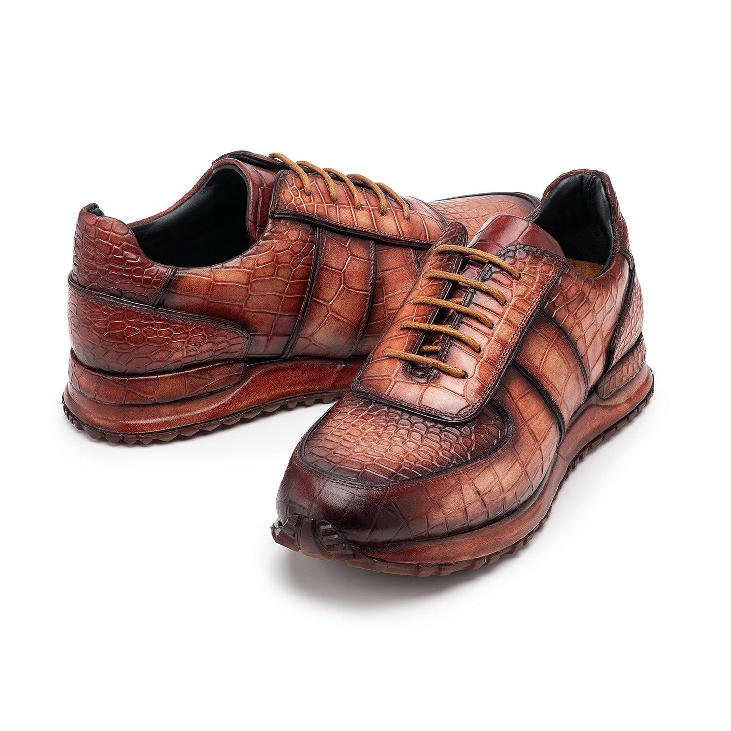 Paul Parkman Men's Shoes Textured Leather Print Sneakers (PM6454)