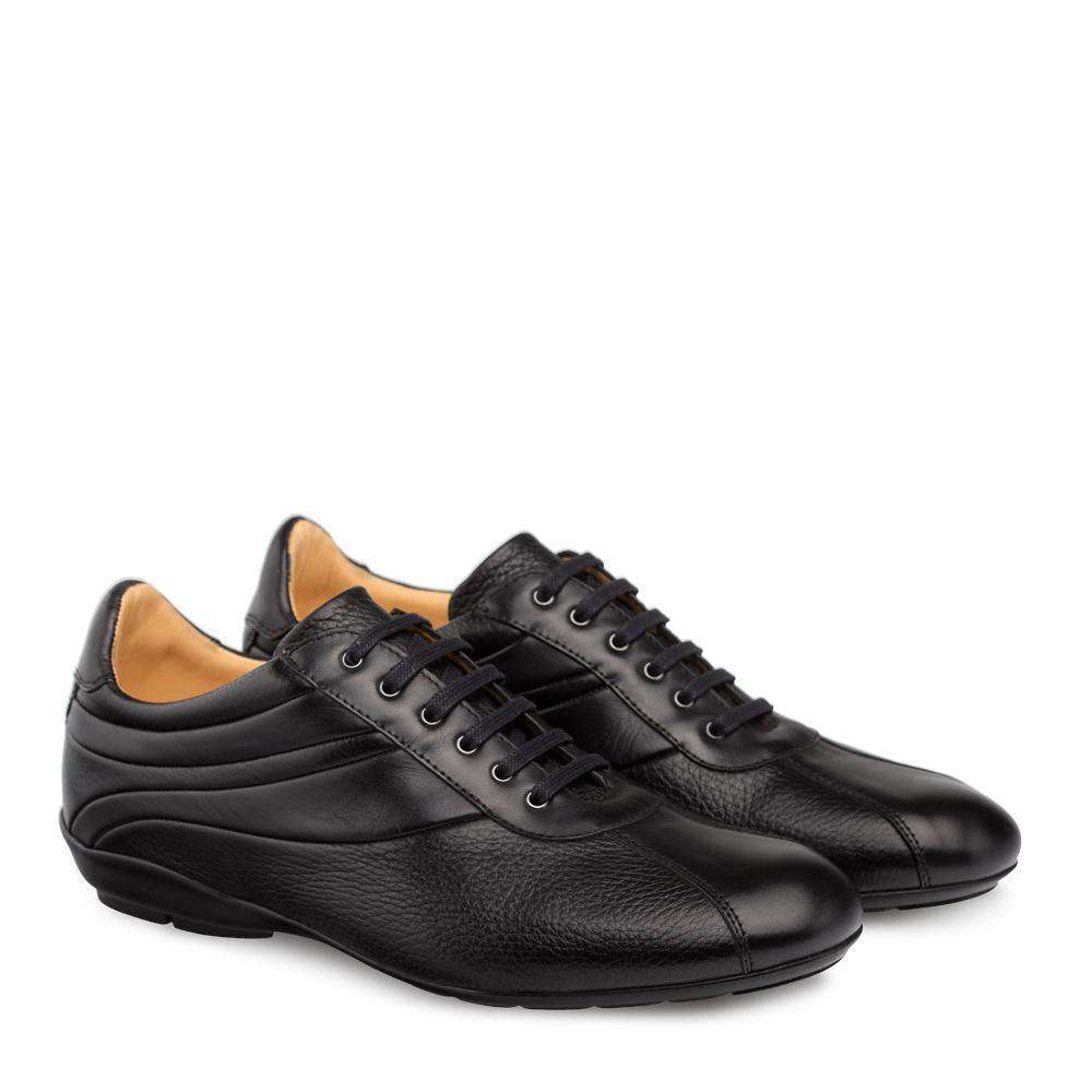 Mezlan Luka Men's Designer Shoes Black Calf-skin Leather and Deer Skin Sneakers 9079 (MZ3009)