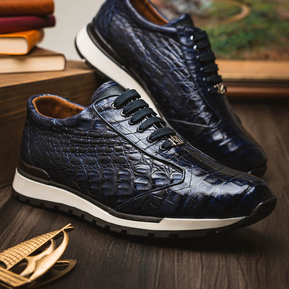 Marco Di Milano Alonzo Men's Shoes Genuine Caiman Crocodile Casual Sneakers (MDM1165)