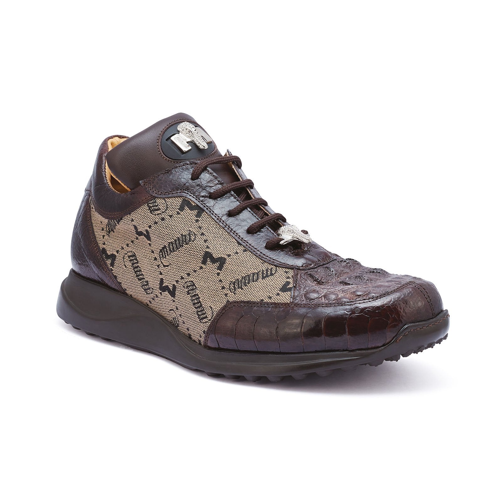 Mauri Carange 8741/2 Men's Shoes Rust & Taupe Ostrich Leg / Hornback Crown / Fabric Sneakers (MA5269)