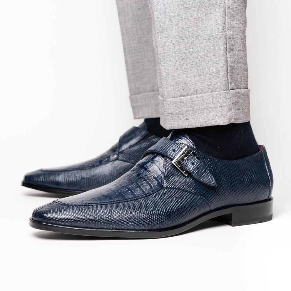Marco Di Milano Toluca Men's Shoes Exotic Lizard / Crocodile Single Monk-Strap Loafers (MDM1126)