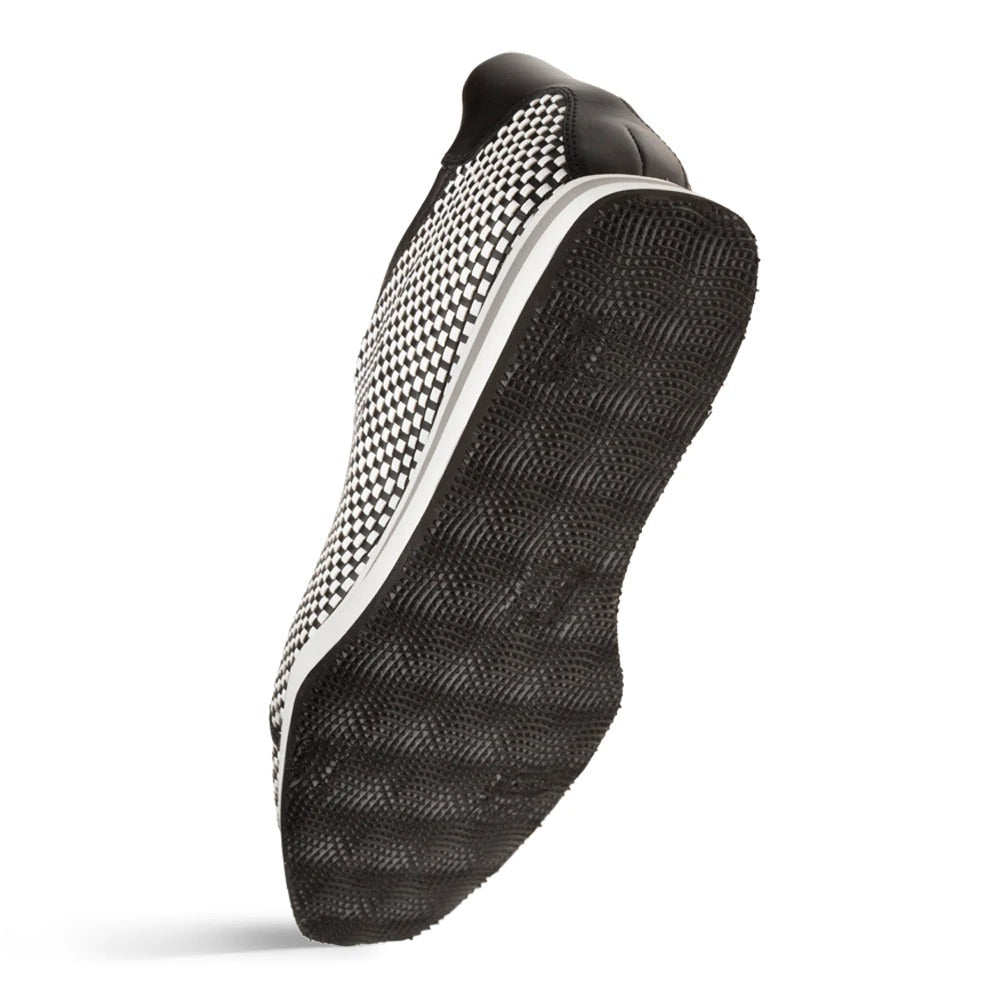 Mezlan A20301 Men's Shoes Black & White Woven / Calf-Skin Leather Sport/Casual Derby Sneakers (MZS3479)