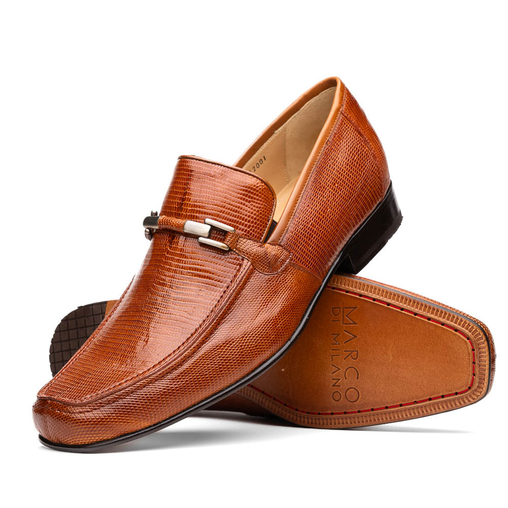 Marco Di Milano Fabro Men's Shoes Exotic Lizard Horsebit Loafers (MDM1081)