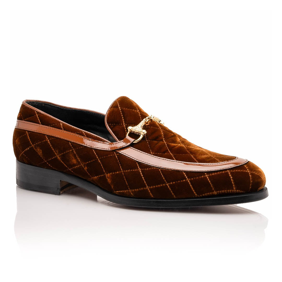 Mauri Allure 3257/1 Men's Shoes Quilted Velvet / Patent leather Slip-on Horsebit Loafers (MA5642)