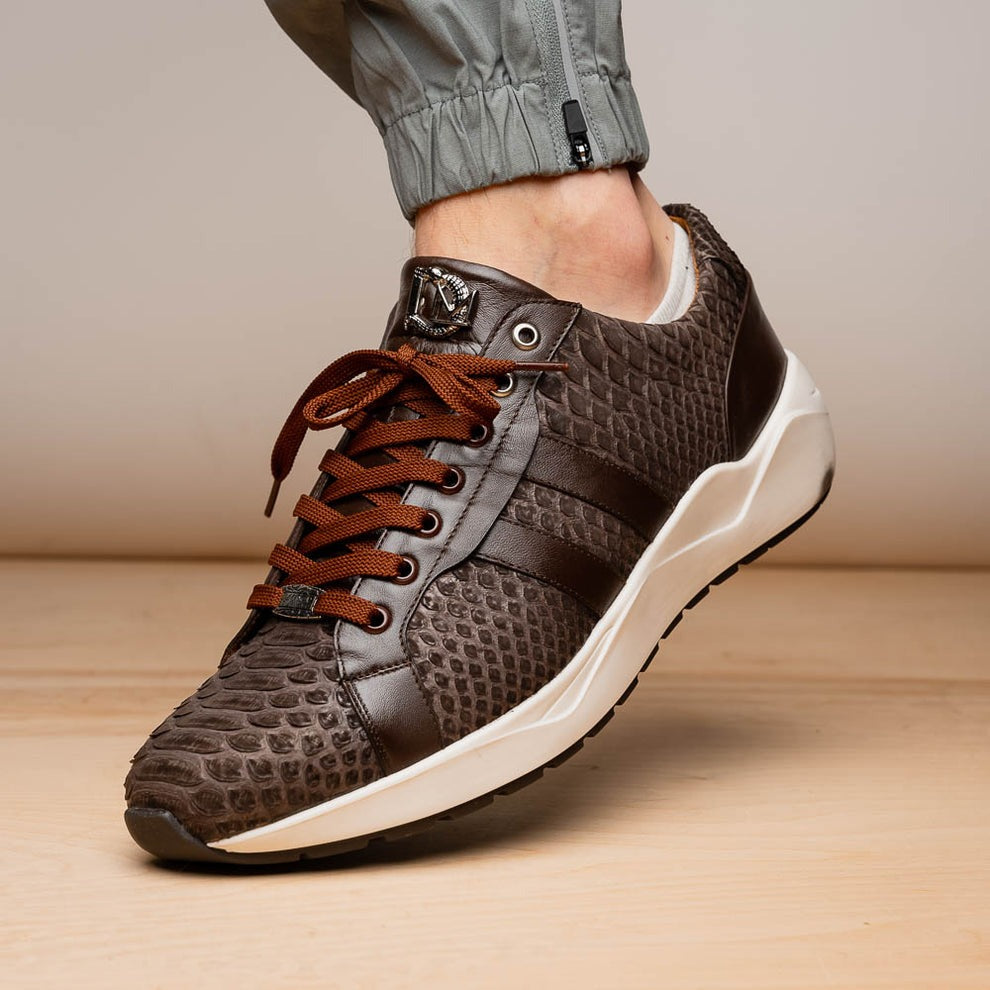 Marco Di Milano Verona Men's Shoes Exotic Python / Calfskin Fashion Sneakers (MDM1160)