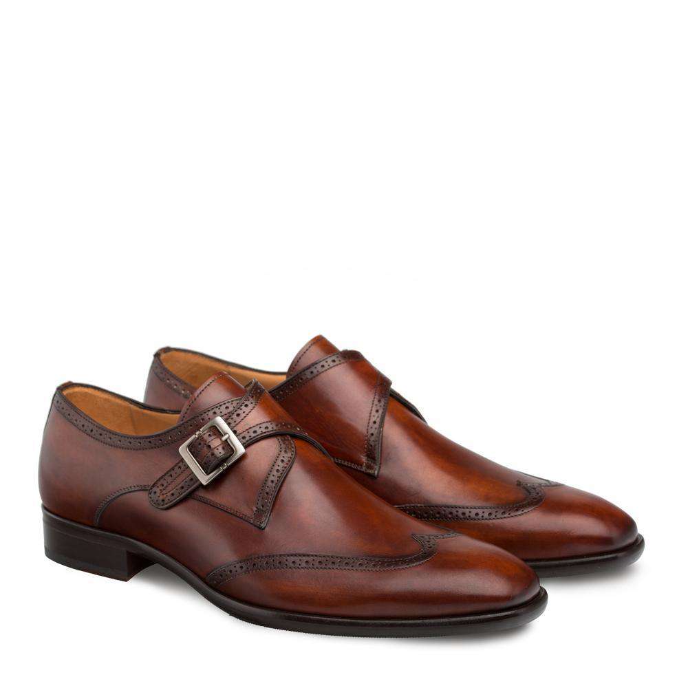 Mezlan Men's Forest Designer Shoes Cognac Forest Monk-Strap Loafers 9268 (MZ3005)