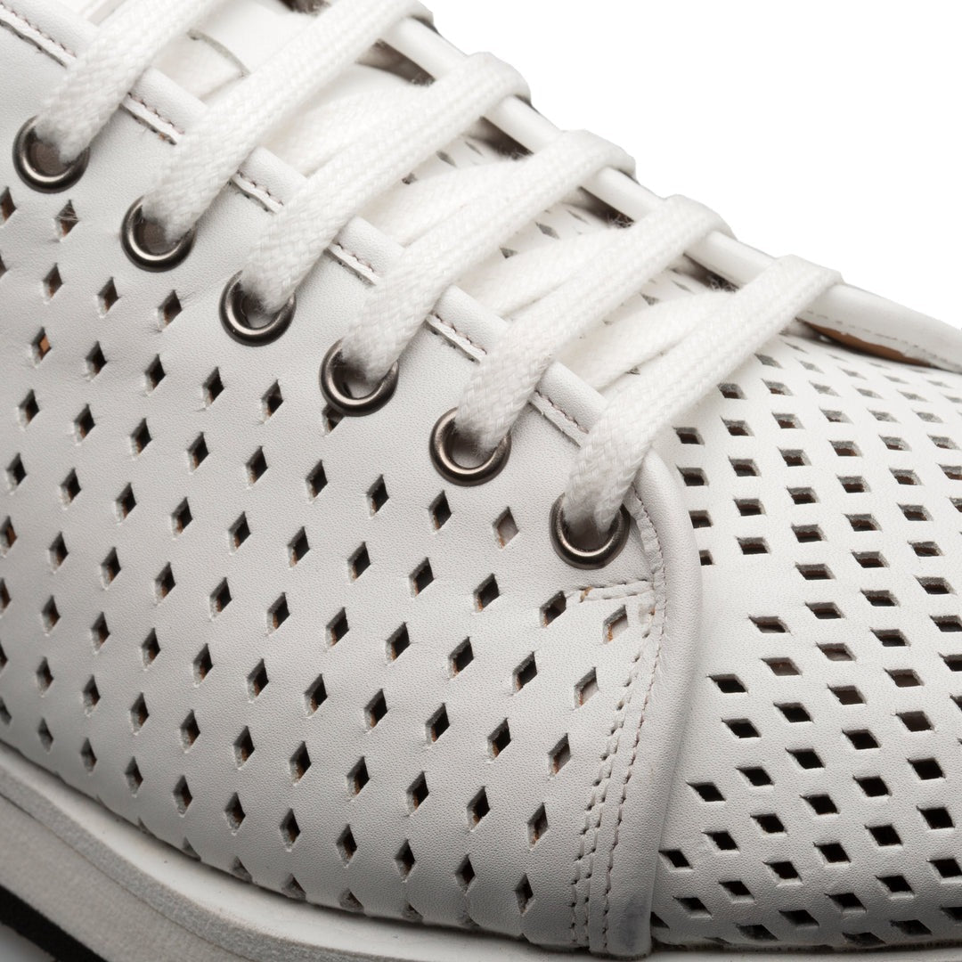 Mezlan Luce 21154 Men's Shoes White Perforated Calf-Skin Leather Casual Sneakers (MZ3738)