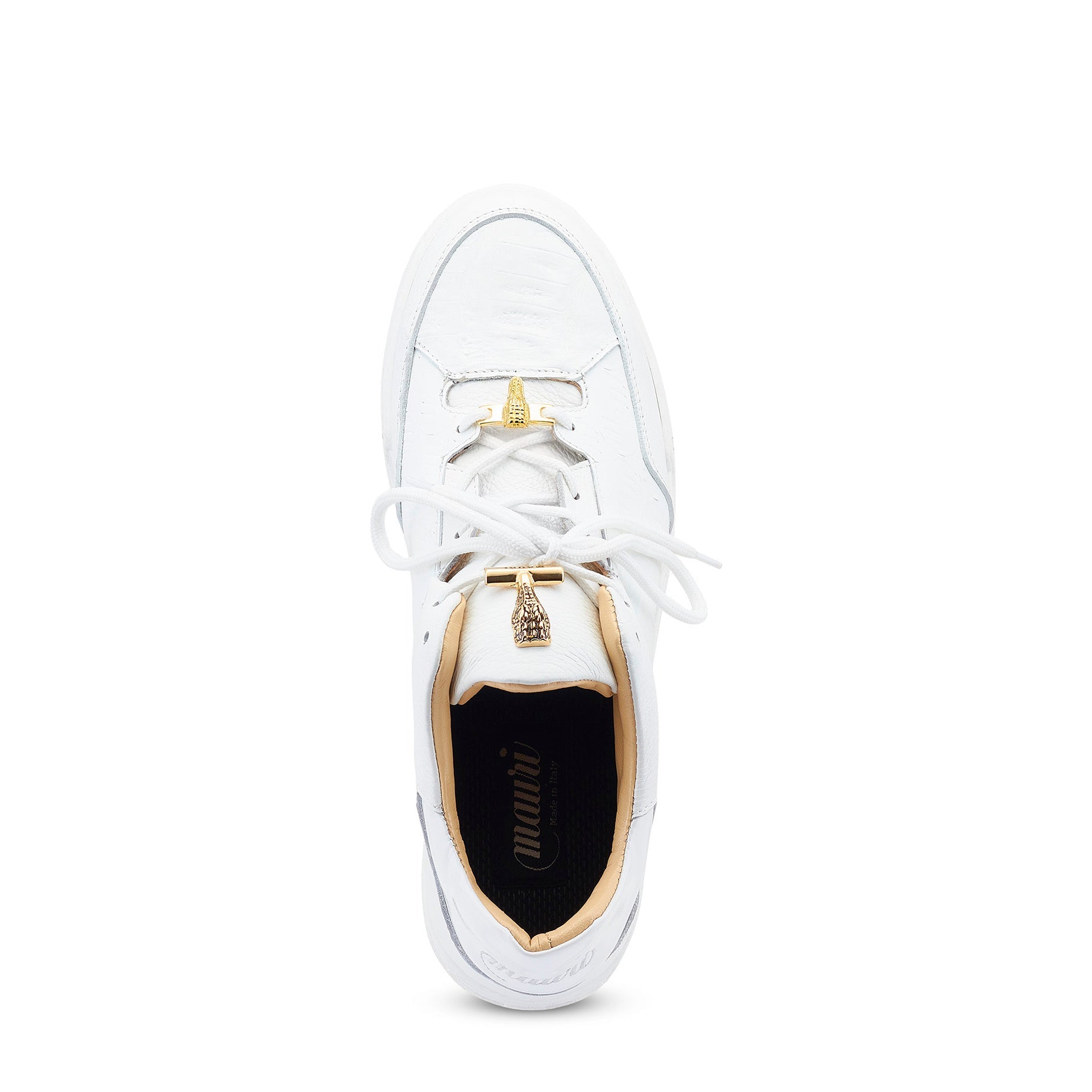 Mauri Ghost 8423 Men's Shoes White Crocodile / Patent & Calf-Skin Leather Casual Sneakers (MA5534)