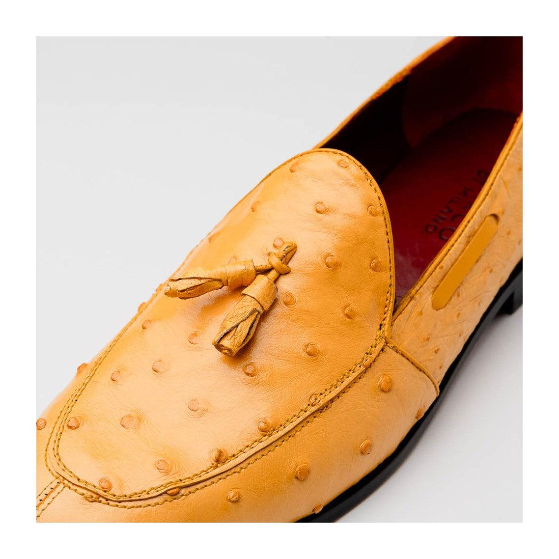 Marco Di Milano Aubiere Men's Shoes Exotic Ostrich Tassels Loafers (MDM1199)