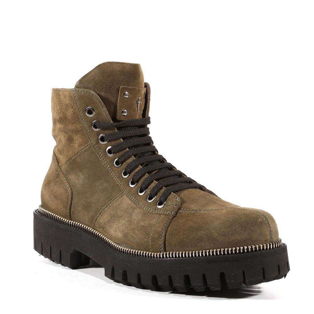 Cesare Paciotti Luxury Italian Men's Designer Shoes Vit Camoscio Militare Green Suede Boots (CPM3074)