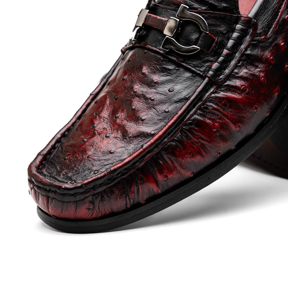Marco Di Milano Ferrioni Men's Shoes Exotic Ostrich Horsebit Moccasin loafers (MDM1171)