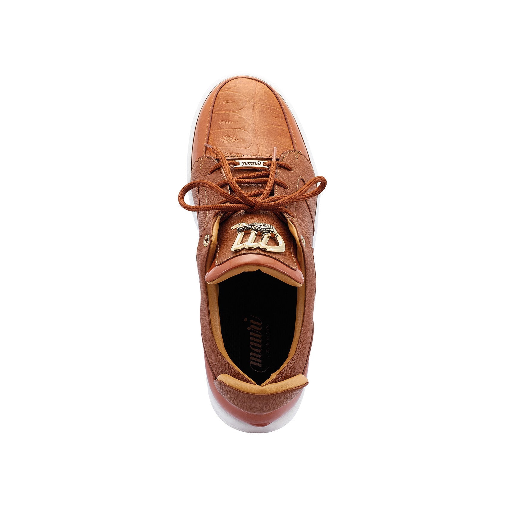Mauri 8412/1 Boss Men's Shoes Cognac Exotic Crocodile / Patent / Calf-Skin Leather Casual Sneakers (MA5445)