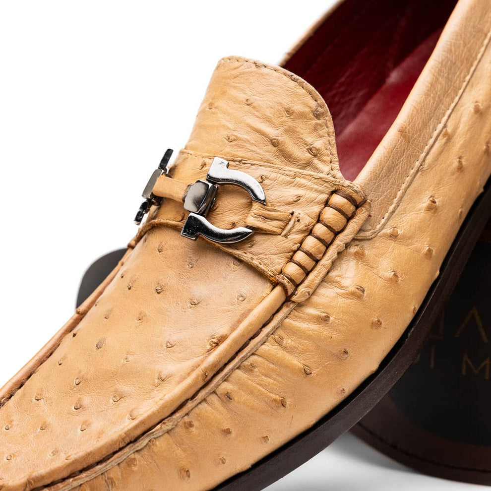 Marco Di Milano Ferrioni Men's Shoes Exotic Ostrich Horsebit Moccasin loafers (MDM1171)