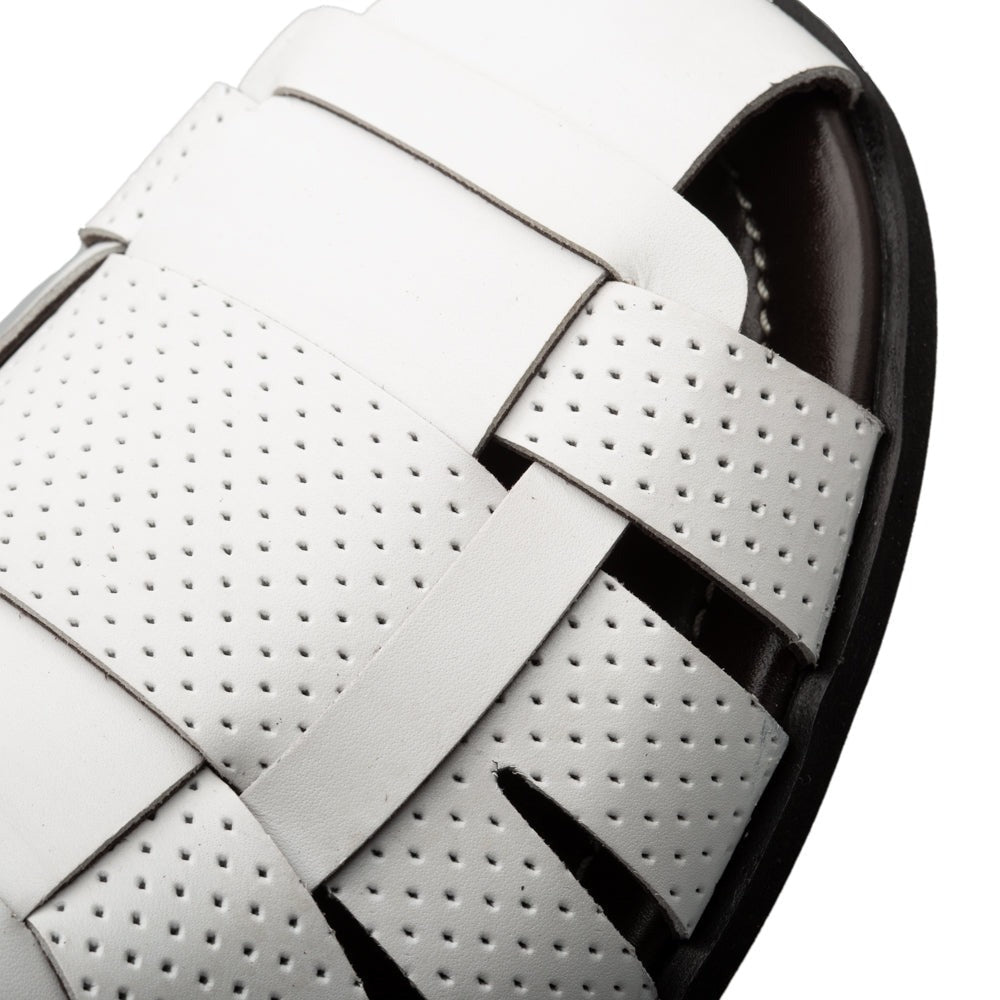 Mezlan R20666 Men's Shoes White Calf-Skin Leather Fisherman Sandals (MZ3625)
