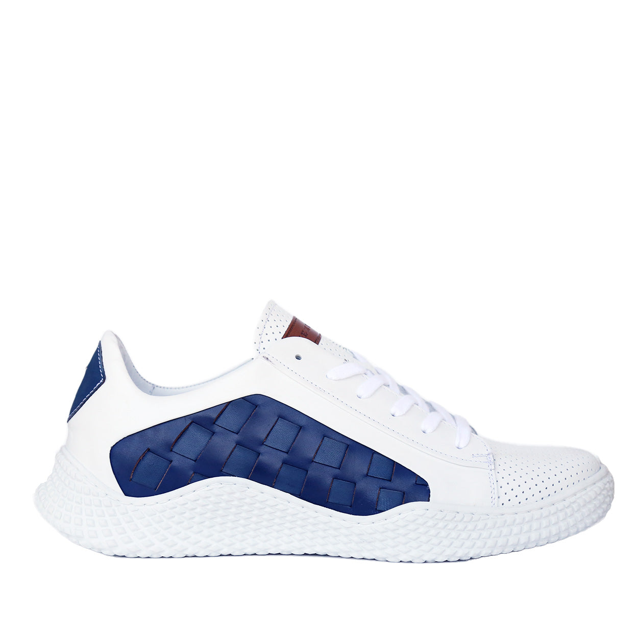 Mezlan 20605 Men's Shoes White, Navy & Electric Blue Calf-Skin Leather Casual Sneakers (MZS3632)