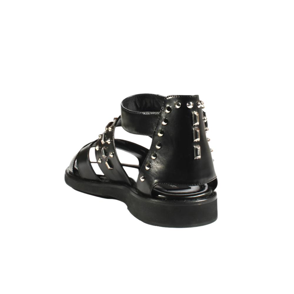 Cesare Paciotti Luxury Italian Men's Designer Shoes Black Leather Studded Gladiator Sandals (CPM2373