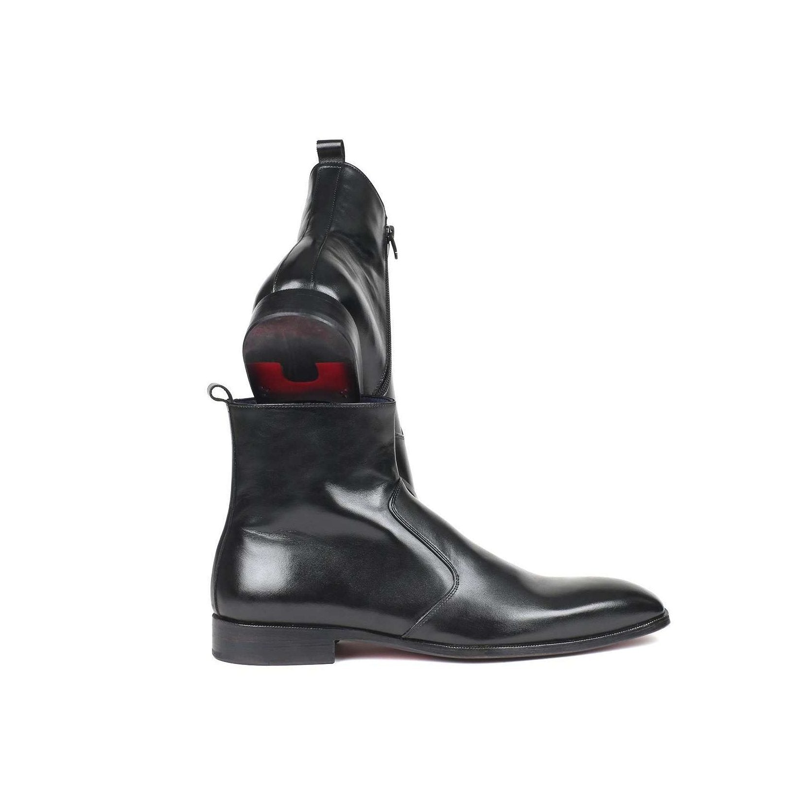 Paul Parkman Handmade Designer Shoes Black Leather Side Zipper Boots (PM5865)