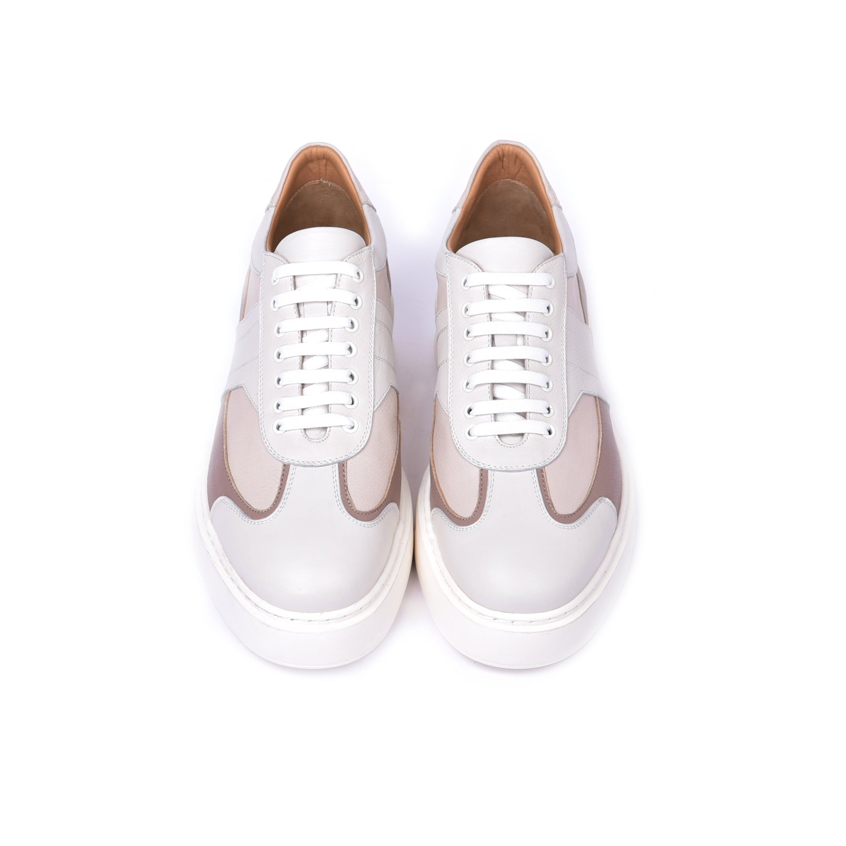 Corrente C0013015-5769 Men's Shoes Butter Combination Calf-Skin Leather Casual Sneakers (CRT1465)