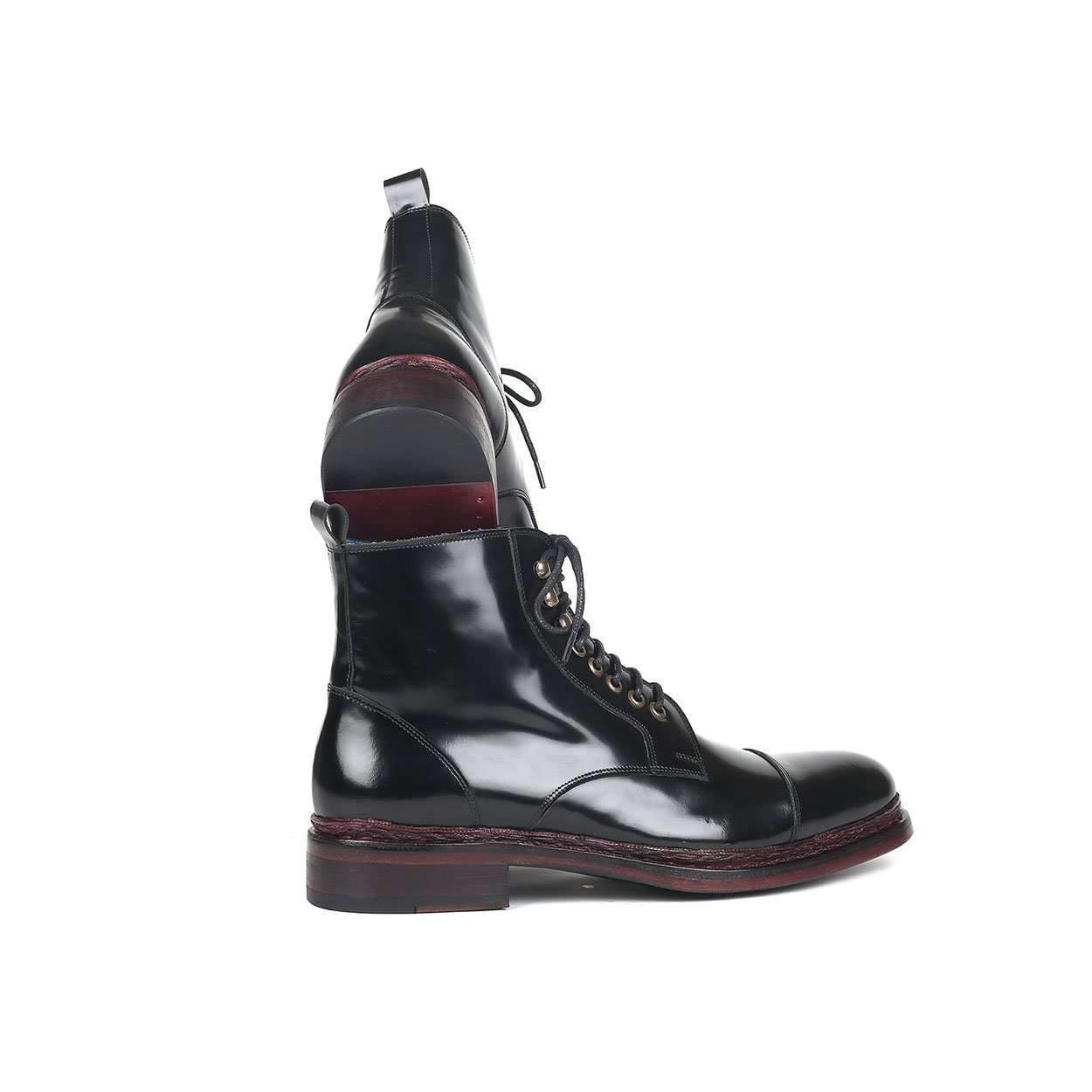 Paul Parkman Men's Black Polished Calf-Skin Leather Boots 5075-BLK (PM6145)