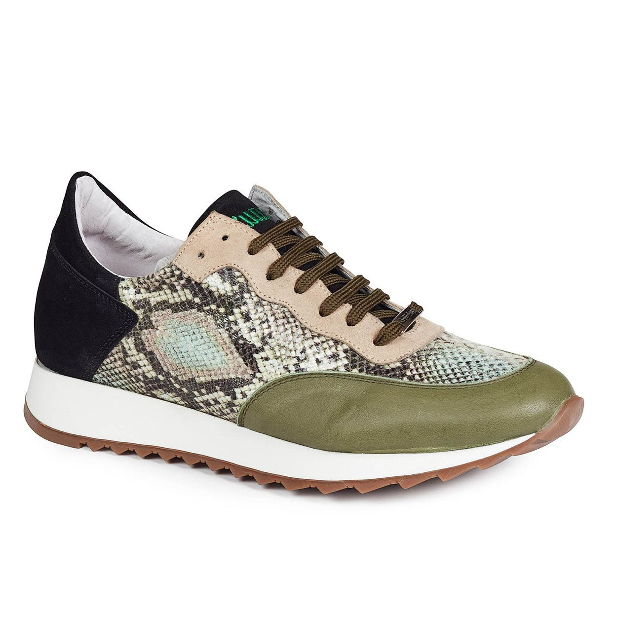 Mauri Men's Green Nappa Leather/Snakeskin Print & Suede Sneakers M728 (MA4620)