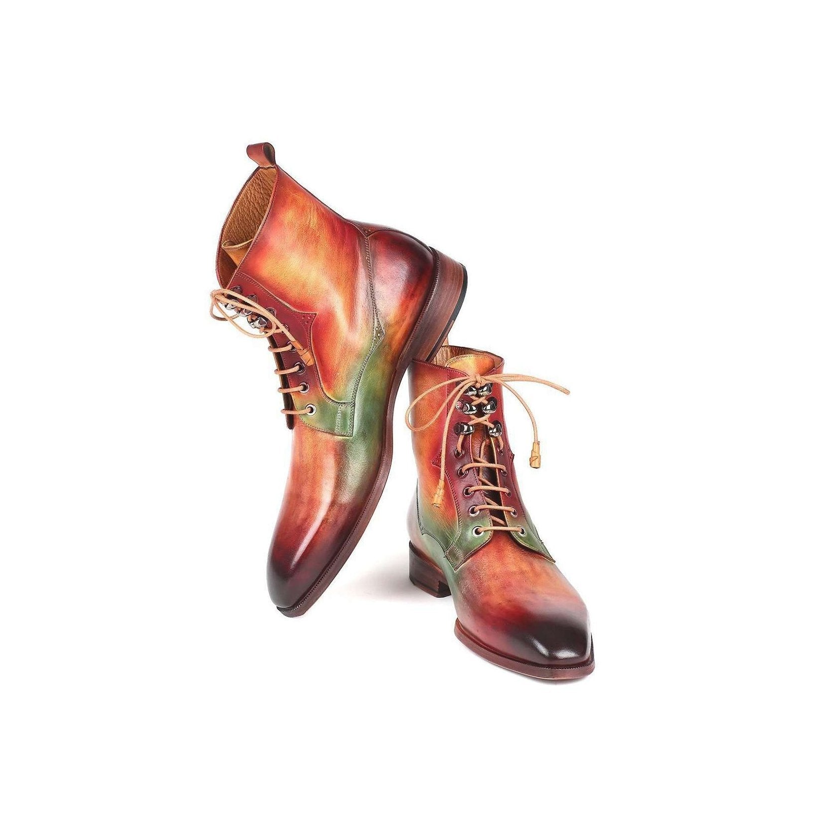 Paul Parkman Handmade Designer Shoes Men's Green, Camel & Bordeaux Calfskin Boots BT533SPR (PM5701)