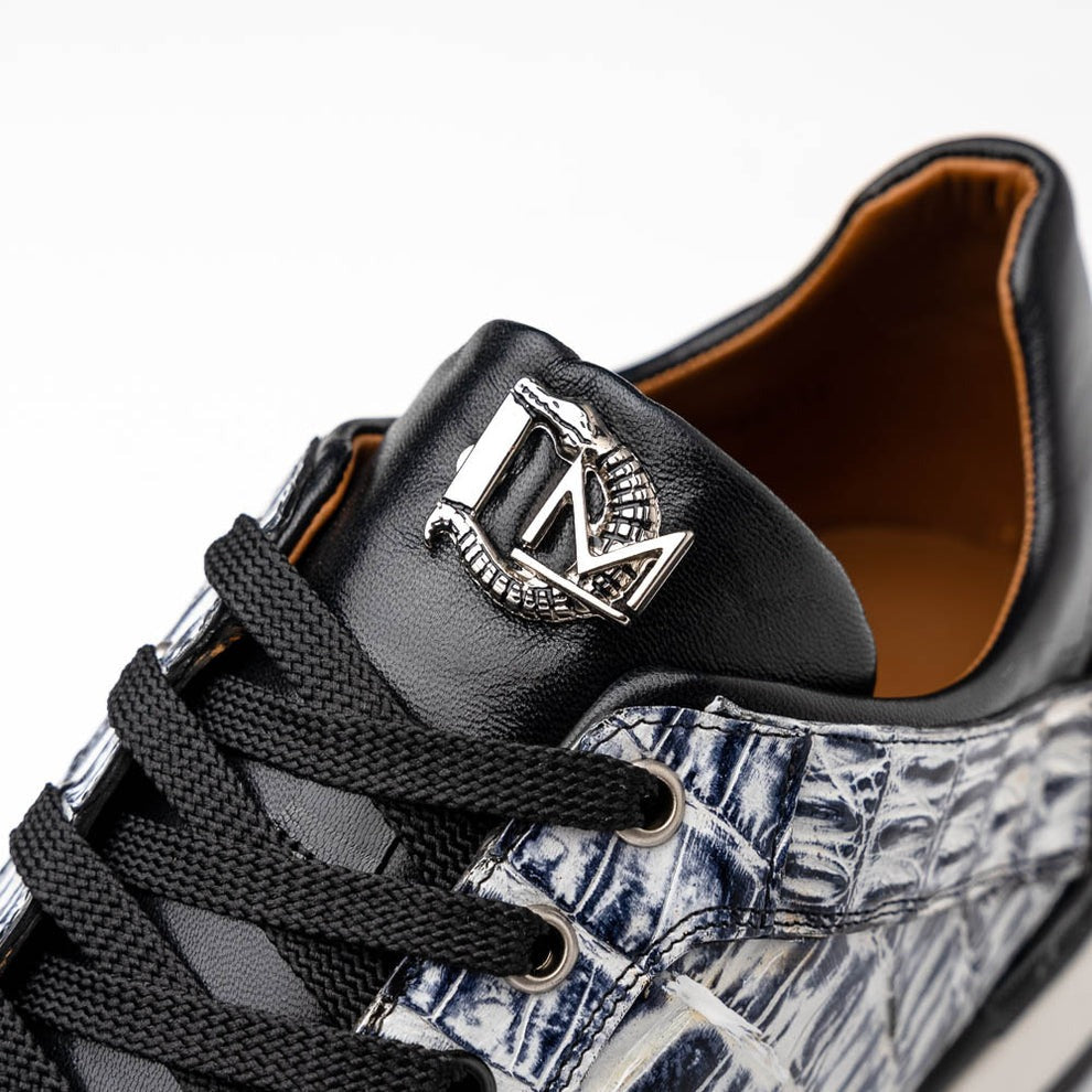 Marco Di Milano Portici Men's Shoes Wine & Black Exotic Lizard / Crocodile Casual Sneakers (MDM1016)