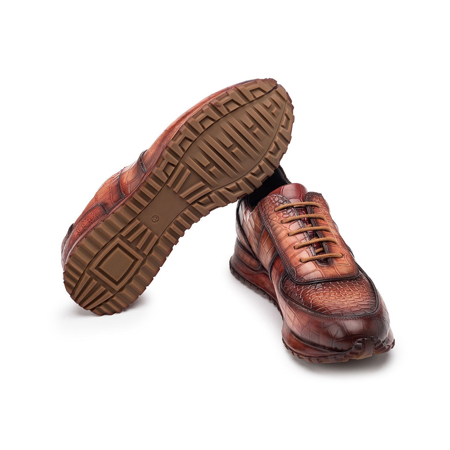 Paul Parkman Men's Shoes Textured Leather Print Sneakers (PM6454)