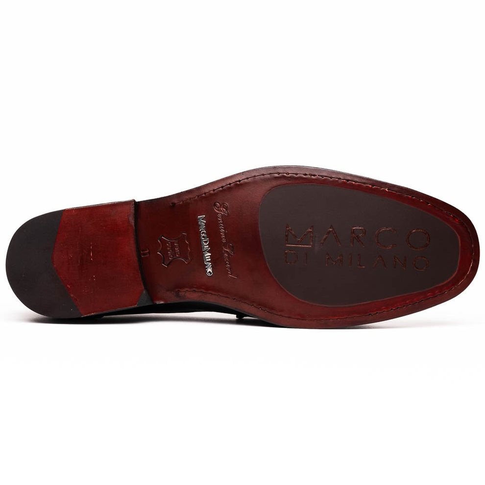 Marco Di Milano Enzo Men's Shoes Black Genuine Lizard Horsebit Loafers (MDM1156)