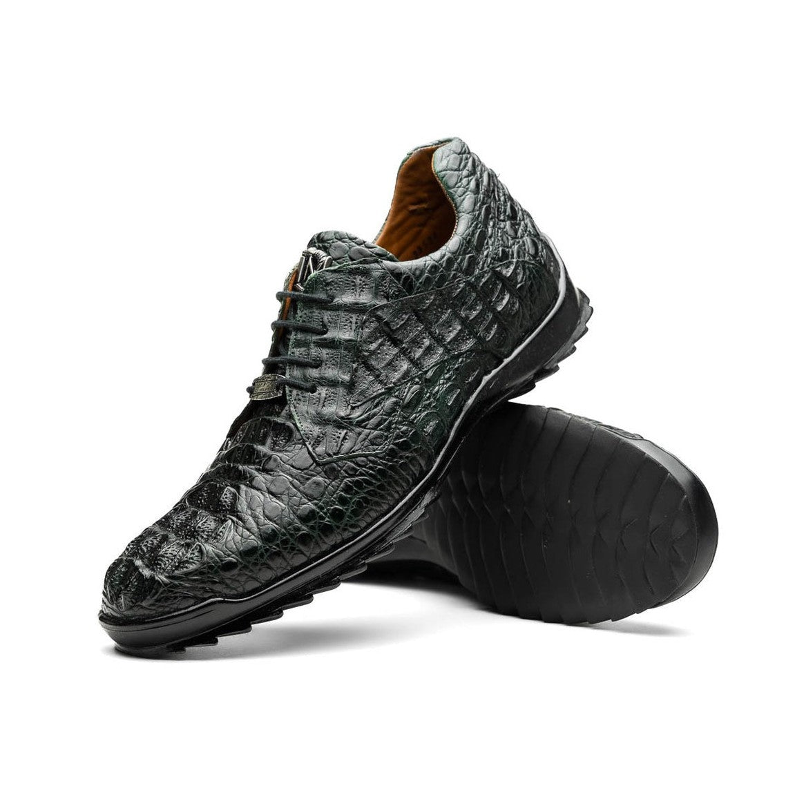 Marco Di Milano Kratos Men's Shoes Brown Exotic Caiman Crocodile Sport Sneakers (MDM1176)