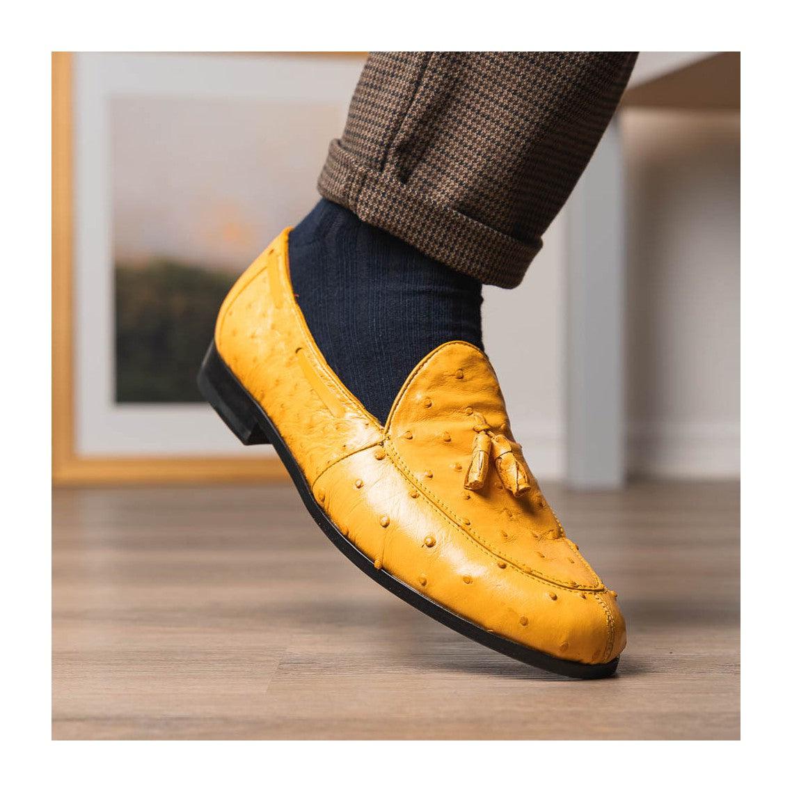 Marco Di Milano Aubiere Men's Shoes Exotic Ostrich Tassels Loafers (MDM1199)
