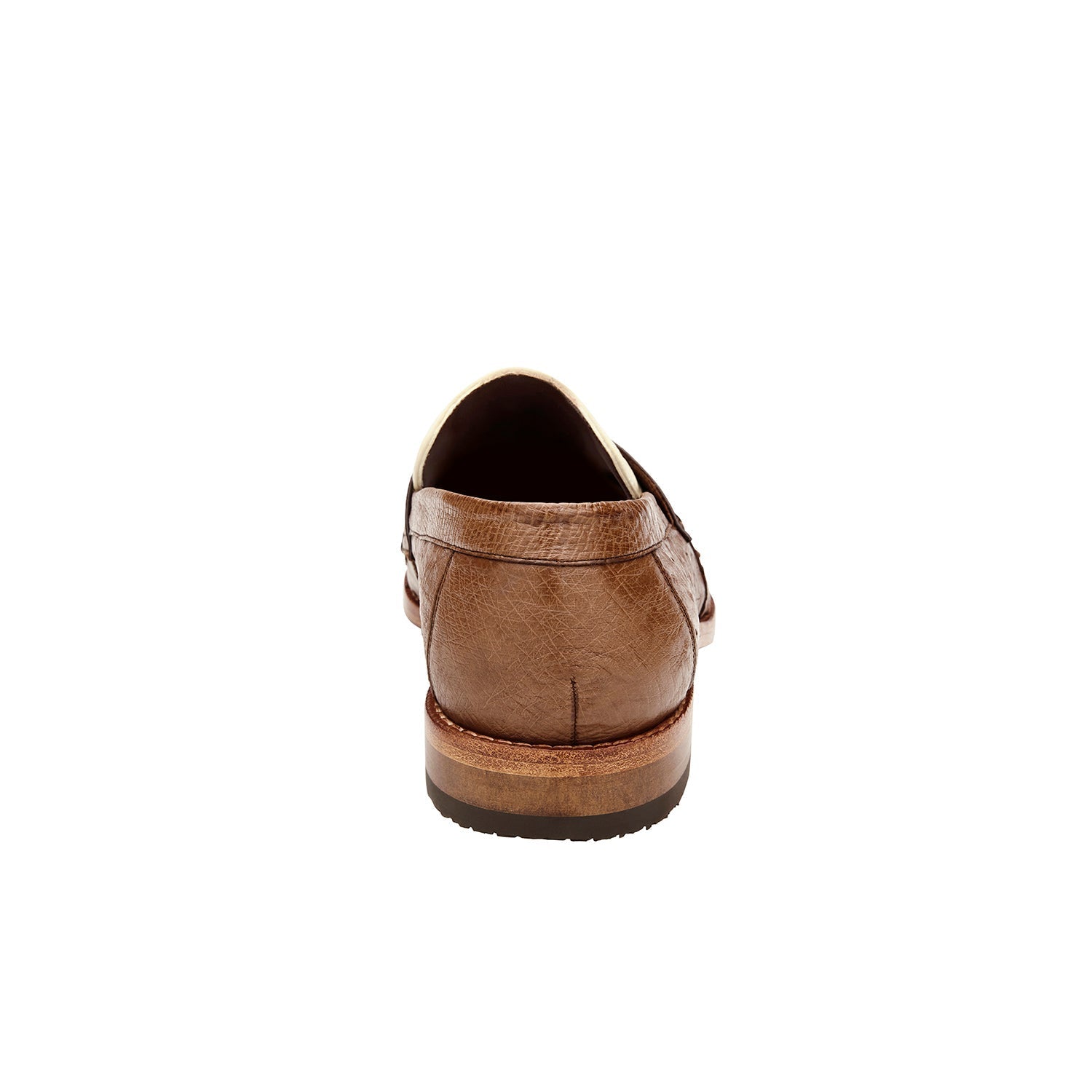 Belvedere Espada 02440 Men's Shoes Tabacco & Cream Exotic Genuine Ostrich Split-Toe Penny Loafers (BV3155)