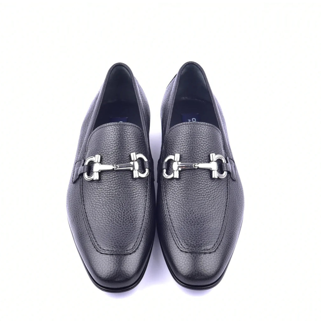 Corrente C111 4428 Men's Shoes Black Grain Leather Bit Buckle Loafers (CRT1344)